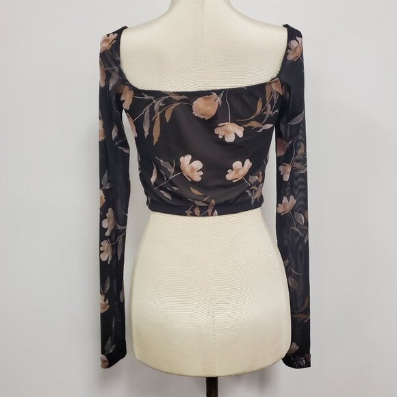 Windsor Womens Fairy Grunge Mesh Babydoll Cropped Top Size M Whimsigoth Sheer - Picture 3 of 9